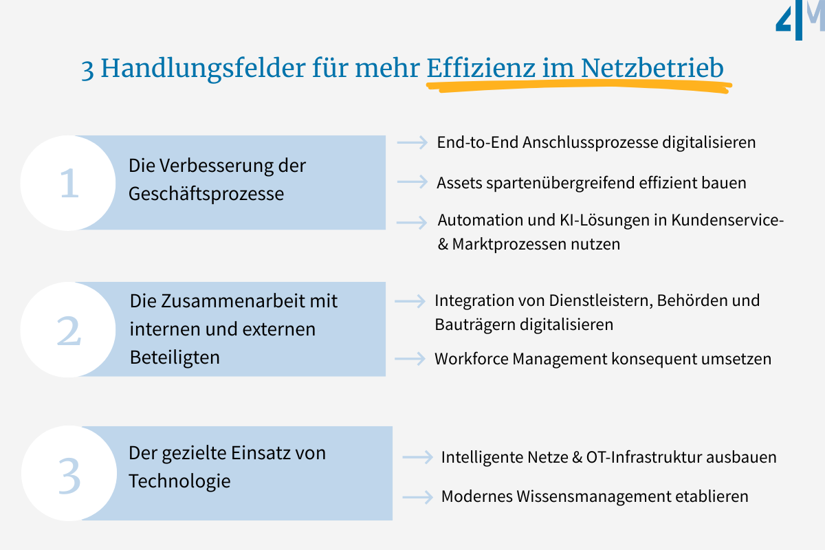 3 Handlungsfelder für mehr Effizienz im Netzbetrieb